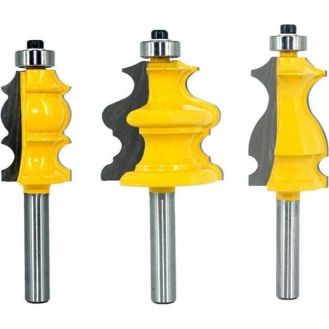 Lot de 3 fraises à défoncer pour moulures architecturales 8 mm (1/5)