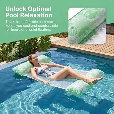 BelleRise – 4-in-1 Multifunktionale aufblasbare Wasserhängematte – Schwimmende Liege für Erwachsene (1/5)