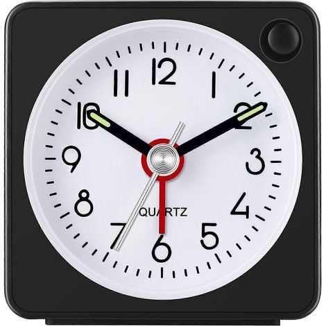 Réveil analogique de voyage classique avec fonction snooze et rétroéclairage, mini-réveil, format compact, sans tic-tac, mouvement à quartz silencieux, Cre (1/5)