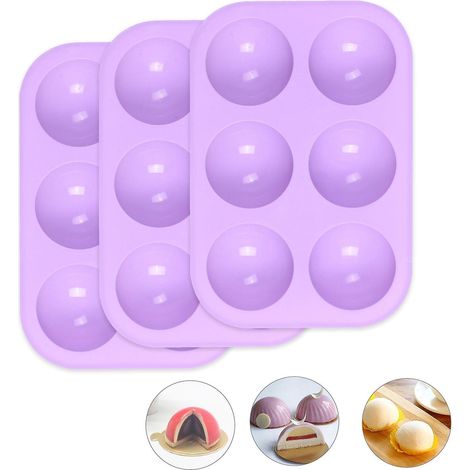 Silikonform, halbkugelförmig, Backform, 3-teilig, für Schokoladenkuchen, Geleekuppel, Mousse, 6 cm