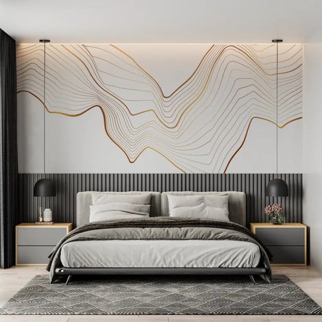 Papier Peint Art & Déco – Ondulations Dorées - 150 x 250 cm (1/2)
