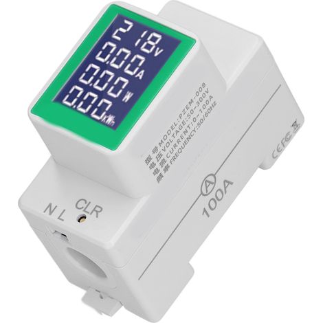 Voltmètre et ampèremètre numérique sur rail DIN, instrument de surveillance de l'énergie électrique, testeur multifonctionnel AC50-300V 100A (1/5)