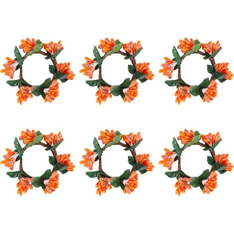 Anneaux de bougies piliers pour l'automne et Noël, lot de 6, compatibles avec des bougies de 4 cm, pour couronnes de bougies, décorations florales de centres de table et de tables à manger. (1/5)