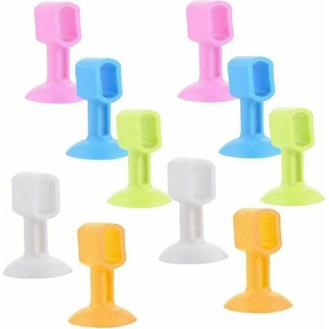 Lot de 10 butées de porte en silicone anti-collision, protections murales et poignées de porte, sans perçage, silencieuses, protègent les murs et les portes (5 couleurs) (1/5)