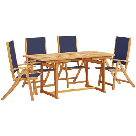 vidaXL Set Pranzo da Giardino 5pz Legno Massello di Acacia e Textilene (1/5)