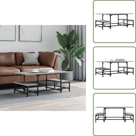 The Living Store Couchtisch Grau Sonoma 100x50,5x40 cm Holzwerkstoff - Couchtisch - Wohnzimmerstil - Grau - Holzmöbel - Holzwerkstoff (1/5)