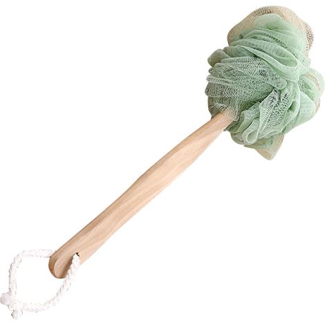 Épingle de bain à long manche, éponge de bain verte pour douche et salle de bain (1/5)