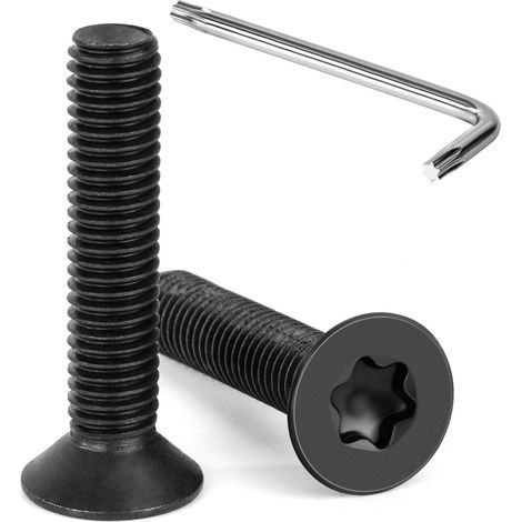 Vis à Tête Fraisée Torx M8 x 40 mm Noir Vis à Six Pans Creux en Acier Inoxydable A2 V2A à Tête Fraisée Métaux avec Clé T40 Filetage Complet 20 Pièces (1/5)