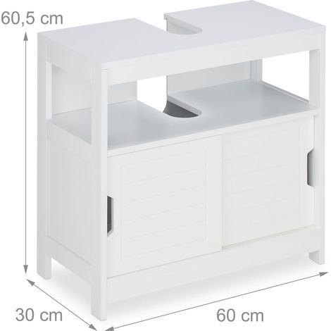 Mobile sottolavabo bianco in stile rustico portaoggetti 70 x 30 x 60 cm in legno bianco 130010349