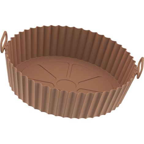 Tapis de friteuse rond en silicone alimentaire épais. flexible. facile à nettoyer et réutilisable. marron (1/5)