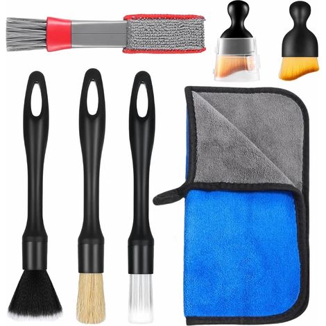 7pcs Pinceau Detailing Auto, Brosse Nettoyage Voiture Interieur (1/5)