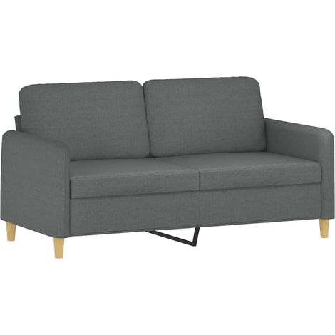 Canapé Sofa à 2 places Gris foncé 140 cm Tissu (1/5)