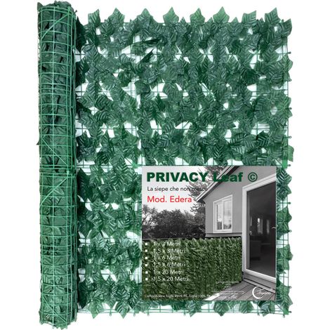 SIEPE Privacy Leaf EDERA Finta Artificiale a Foglie per Muri e Balconi Ornamentale frangivista Sempre verde 1 x 3 Metri
