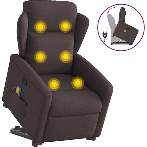 Silla de masaje reclinable de pie de tela marrón oscuro