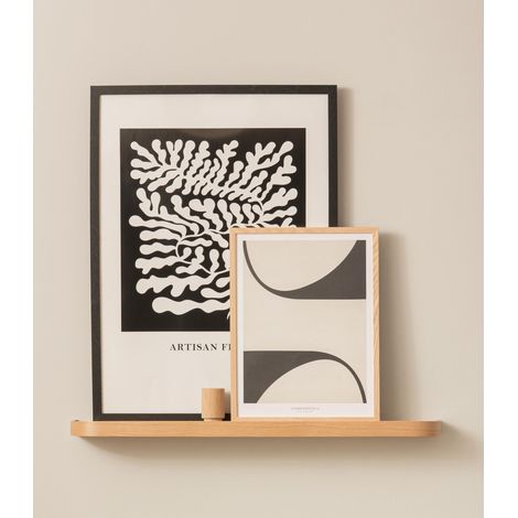 Étagère Murale Tablette à Photos en Placage de Bois Véritable Étagère Flottante pour Photos, Déco Murale et Rangement Salle de Bain, Salon, Cuisine, Chambre Chêne (1/5)