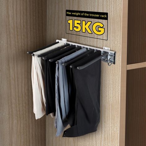 Porte-Pantalons en Acier Inoxydable Porte-Pantalons Extensible pour Penderie Cintre à Pantalons avec Flocage Antidérapant Extraire Le Porte-Pantalons 9 Positions Droit Rangement Encombrant (1/4)