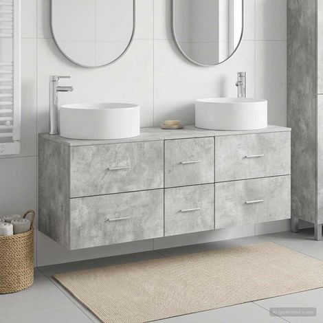 vidaXL Bathroom Furniture Set 3 pcs Concrete Grey (1/5)