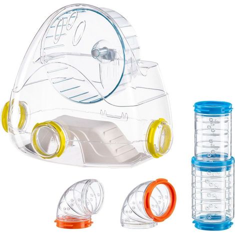 Ferplast Set Tubi Criceto, Accessorio Gabbia per Criceti, Totale 4 pezzi, include Palestra con Ruota per Criceto, Tunnel Criceto con Fori di Aerazione, e Raccordi, KIT GYM, Giochi per Criceti (1/5)