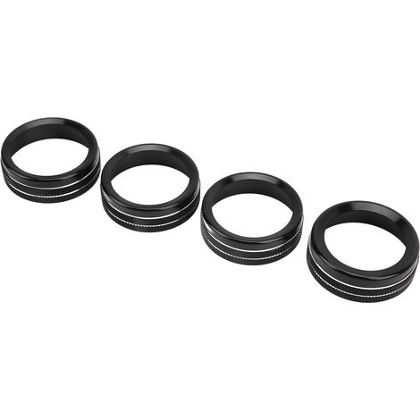 Lot de 4 anneaux de commande de climatisation en alliage d'aluminium, élégants et antirouille, pour console centrale, compatibles avec Tacoma 2016-2022 (noir). (1/5)