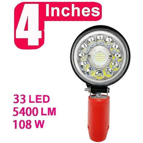 Lampe torche LED N12 pour voiture, projecteur de bureau, compatible avec batterie Li-ion 12 V Milwaukee, contrôle de luminosité (haut/bas), 4 pouces, 33 LED (1/5)