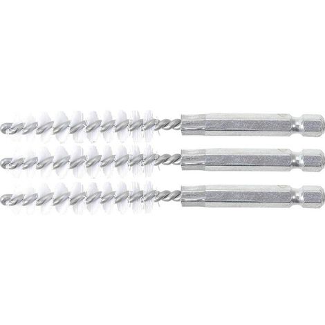 Brosse Plate Nylon 10 mm - 3 pcs, 6,3 mm (1/4) - Résistante et Polyvalente pour Nettoyage Précis - D-Work (1/5)