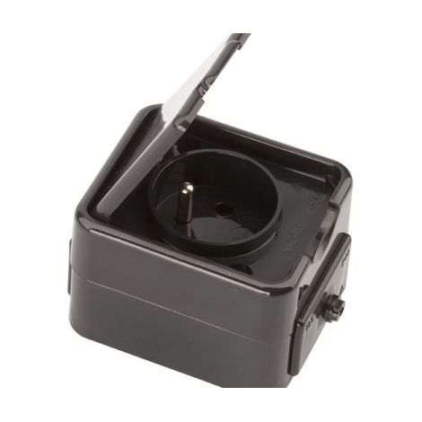 Cedar Einzel-Hermetiksteckdose mit/ohne 16A IP44 schwarz Nt-130H NT130H05 (1/2)