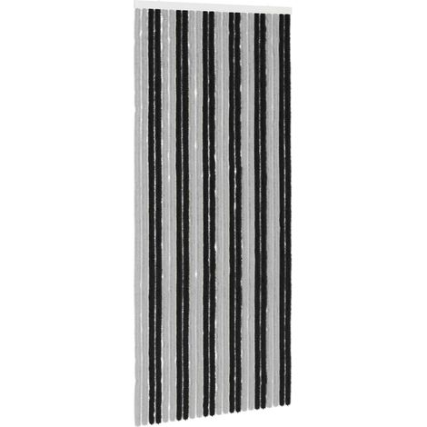 Cortina de Insectos de Chenilla Gris y Negro 100 x 230 cm vidaXL