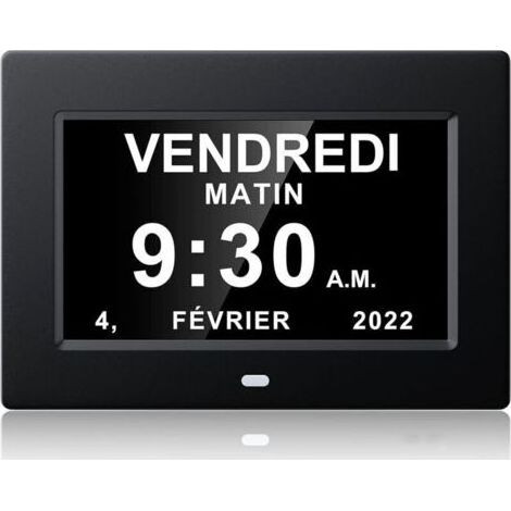 Horloge calendrier numérique One Piece 7 pouces avec date et heure, horloge Alzheimer pour parents, machine de rappel de médicaments-noir-20414324mm (1/4)