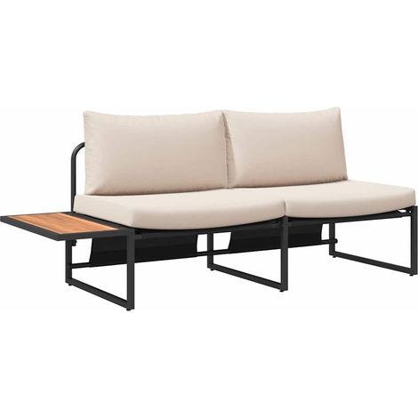 Canapé de jardin  Divan de jardin avec coussin Taupe 200,5 x 70 x 85,5 cm Acier (1/5)