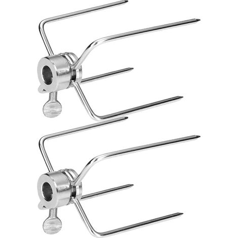 à Rotissoir BBQ en Acier Inoxydable avec de Serrage, Pointes à 4 Dents pour Cuisson Uniforme du Bœuf et Volaille, Lot de 2 (1/5)