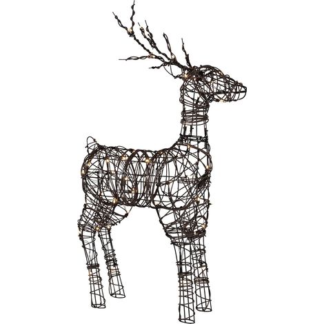 Star Trading LED Reindeer Vixen de Star Trading, lumière de Noël décorative en fil de fer marron pour l'intérieur et l'extérieur, blanc chaud, avec câble, hauteur : 90 cm, IP44