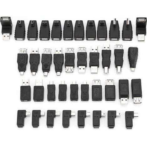 Lot de 40 adaptateurs USB 2.0 multiples coudés, connecteurs convertisseurs Mini Micro Type B mâle vers femelle (1/5)