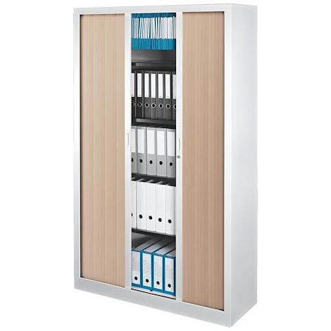 Armoire haute à rideaux monobloc Mario H 198 x L 120 cm - corps blanc - Maxiburo