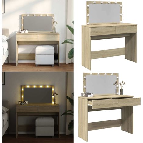 Schminktisch mit LED-Beleuchtung Sonoma-Eiche 100x40x120 cm - Spiegel - Schminktisch Sonoma-Eiche (1/5)