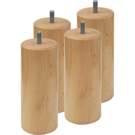 Altobuy – Jeu de 4 pieds en hêtre massif 15 cm – Pieds pour sommier tapissier – Compatible avec AltoBox, AltoFlex, AltoDéco – Livré monté