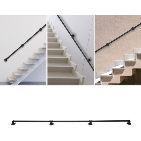 Rampe d'escalier métallique à trois sections de 8 pouces, kit de rampe d'escalier, fixation murale, convient pour une utilisation à l'intérieur de la maison. (1/5)