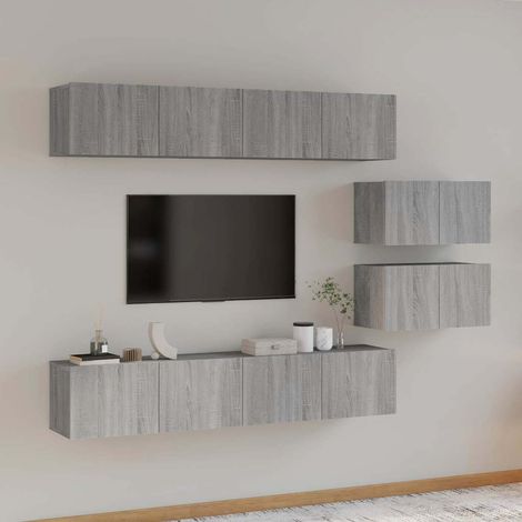 vidaXL 6 Piece TV Cabinet Set Grey Sonoma Engineered Wood (1/5)