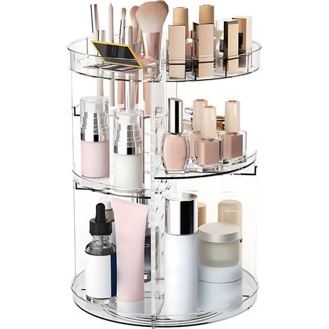UNIQ 360° drehbarer Make-up-Organizer – Kompatible Aufbewahrungslösung in Transparent (1/5)