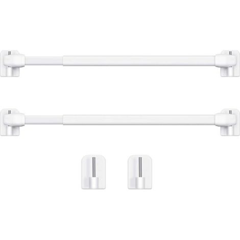 Tringle to Curtain in Plastic Adjustable Tringle to Curtain Extendable for Window Bars cabinet Rod of Voltage Hooks of Tringle to Curtain Adhesive, 40-60cm (White,2pcs) (1/5)