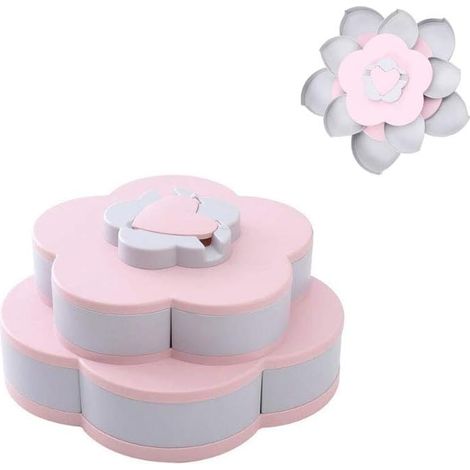 Plateau tournant à snacks double couche avec support téléphone, 10 compartiments pour fruits secs et olives, pratique (1/5)