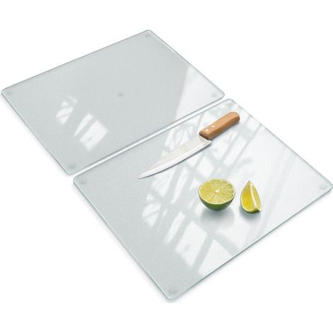 Planche en verre trempé dépoli cuisine antidérapante résistante chaleur rayures design moderne 2x40x52 cm