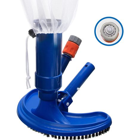 Tête d'aspirateur de piscine en forme de demi-lune avec brosse de fond, tête d'aspirateur de piscine avec sac filtrant et longue tige télescopique (1/5)