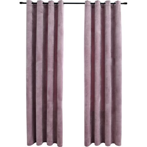 INLIFE Rideaux occultants avec anneaux 2 pcs Velours Rose 140x245 cm (1/4)