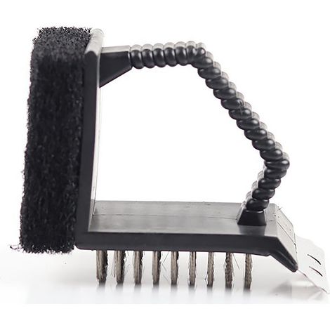 Brosse À Grill - Brosse À Fils Acier Inoxydable 430 - Angle Droit 3-en-1 (Spatule + Brosse + Éponge) - Pour Grille Et Réseau De Grillade - 1 Pièce (1/5)