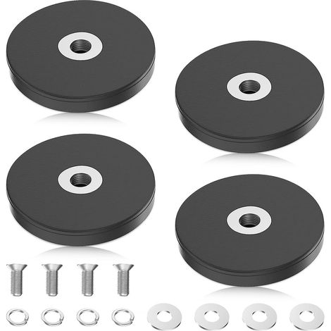Aimants en Néodyme, 4 Pièces Aimant en Pot Fraisé Caoutchoutés Ø 43mm avec Goujon Fileté Mâle M6 Force 10kg pot D'aimant de Néodyme pour Barre Lumineuse Extérieure, Feux de Signalisation (1/5)