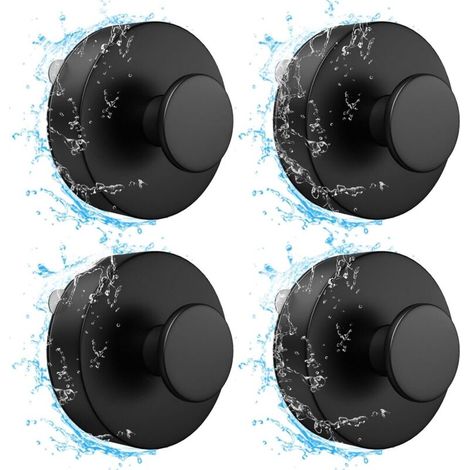 Crochets Ventouse Sous Vide, 4 pièces, ABS étanche, Amovible et Réutilisable pour Salle de Bain et Cuisine (Noir) (1/5)