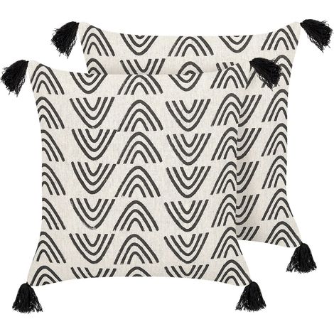 Dekokissen 2er Set MAYS Baumwolle 45 x 45 cm Weiß Geometrisches Muster
