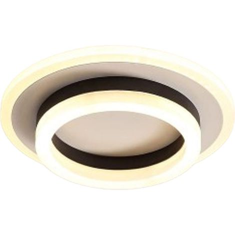 Plafonnier LED rond, design moderne, 20W, en acrylique et métal, température de couleur 3000K, convient aux salles de bains, chambres, cuisines, salons, salles à manger et bureaux (disponible en noir (1/5)