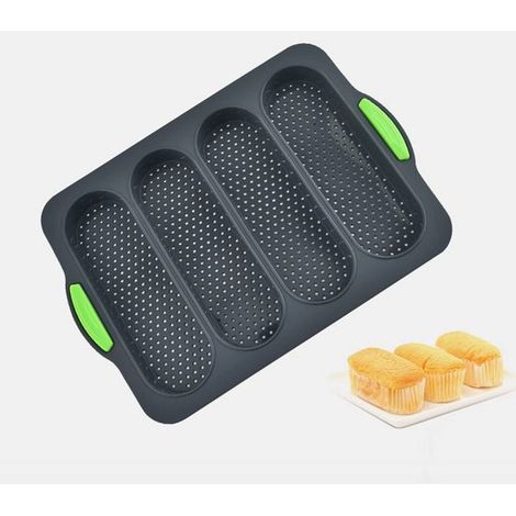 Mini teglia rettangolare, stampo da forno in silicone antiaderente per pane francese, stampo rettangolare fai da te per 8 pagnotte (1/4)