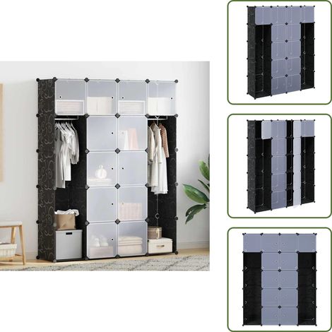 Armadio per soggiorno - vidaXL Armadietto Modulare 14 Scomparti Nero e Bianco 37x146x180,5 cm - Armadio per camera da letto